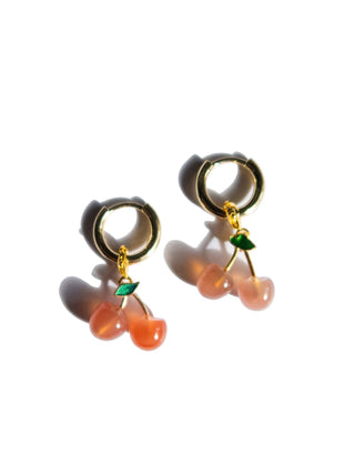 Harvest Jade Stone Charm Earrings, Cherry