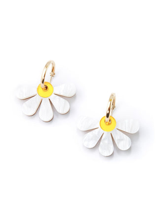Daisy Gold-Filled Hoop Earrings, Marbled White