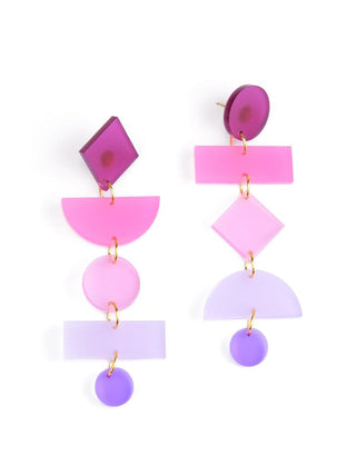 Geometric Dangle Earrings, Pink Ombre