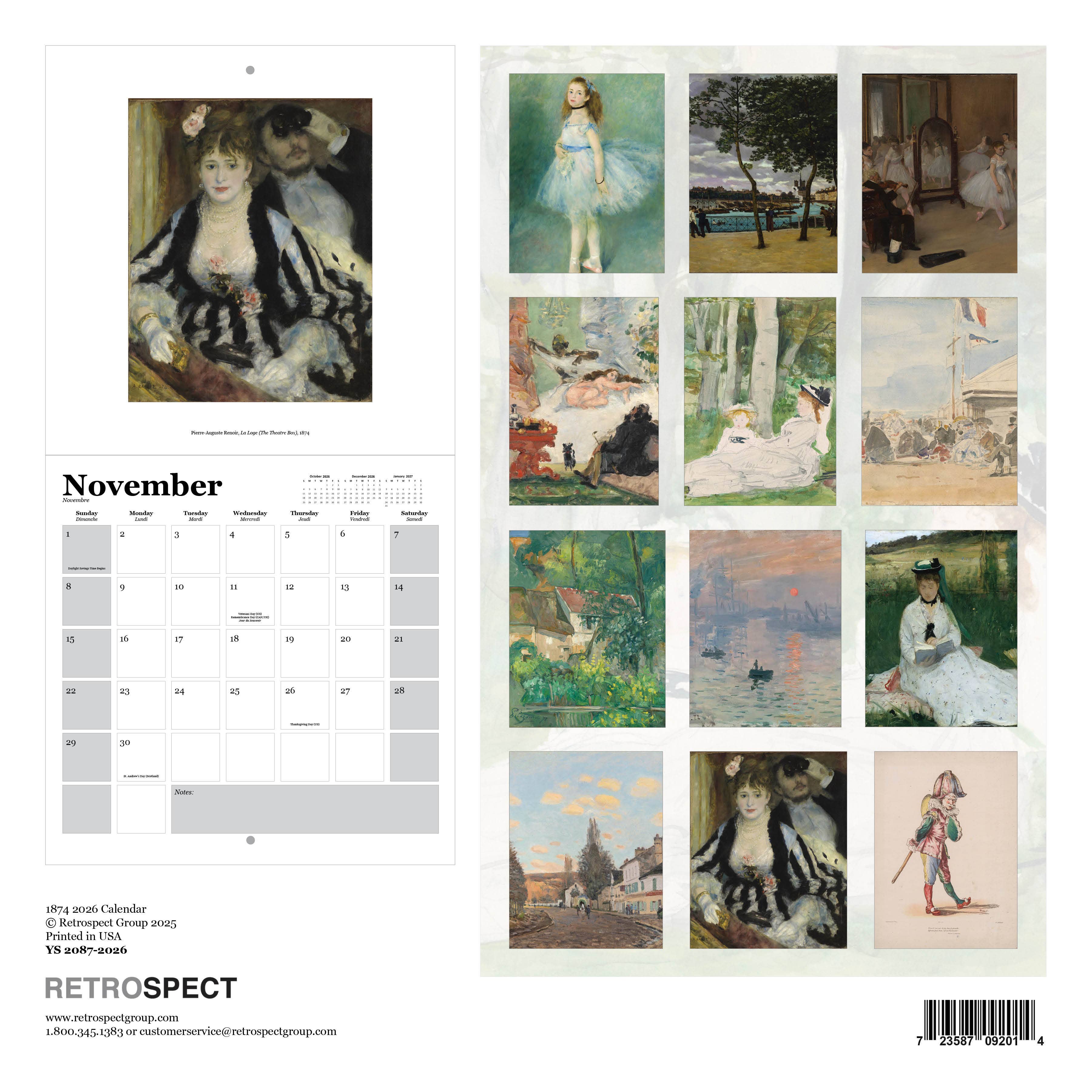 Impressionist Exhibition of 1874 Wall Calendar 2026 - 12 x 12