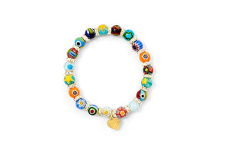 Millefiori Mania Murano Glass Small Bead Bracelet, Assorted Colors