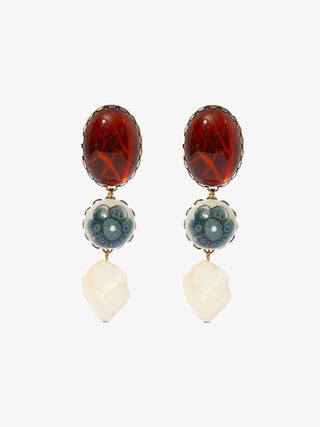 Laelia Earrings - Amber/Blue Flower