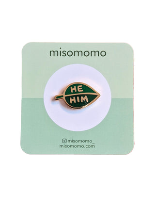 Pronoun Leaf Pin, He/Him