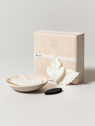Wooden Box Set of Six Ha Ko Paper Incense With Mat and Dish
