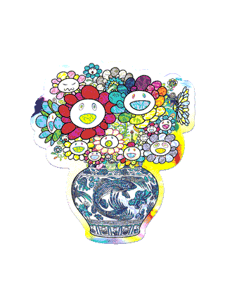 A Big Bouquet of Flowers in a Qinghua Jar Sticker by Takashi Murakami
