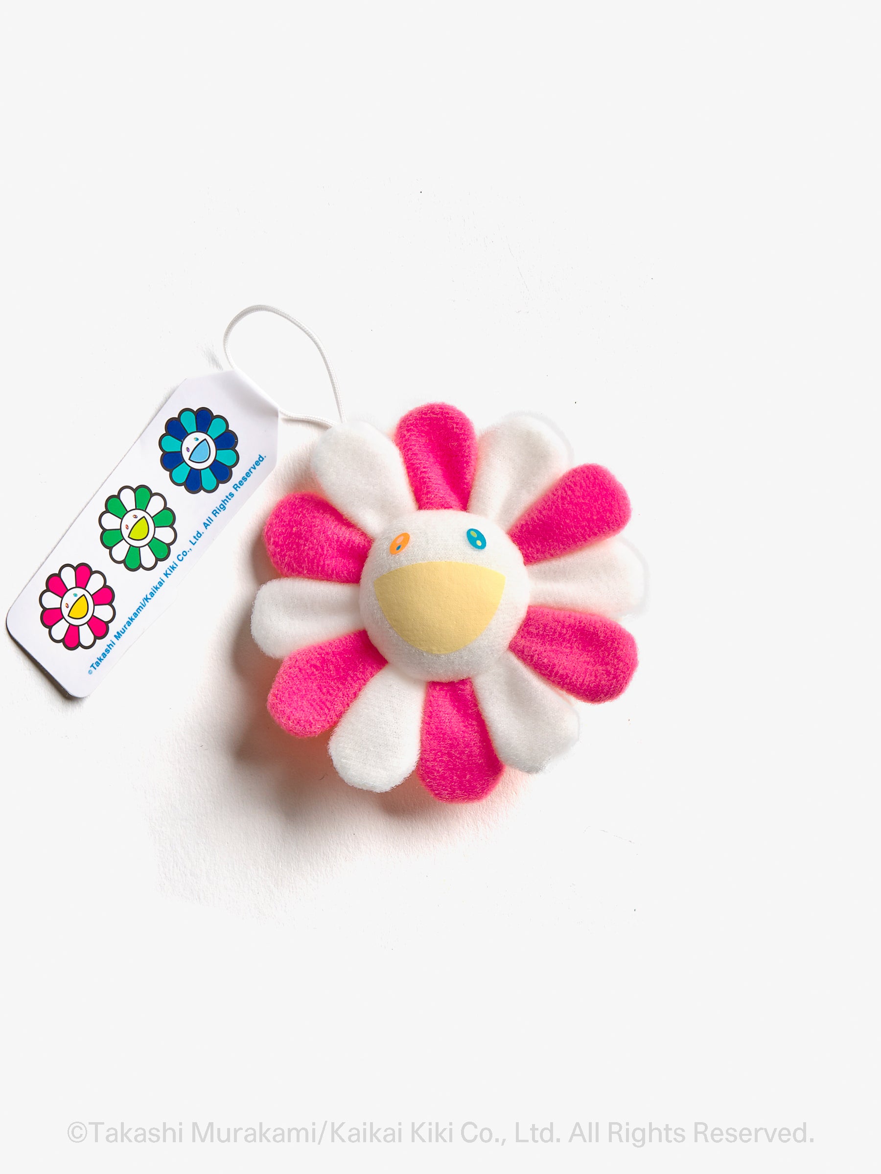 Flower Plush Key Chain Pink White Brooklyn Museum