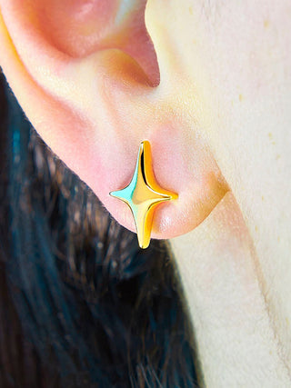 Big Sparkle Puffy Stud Earrings, Gold