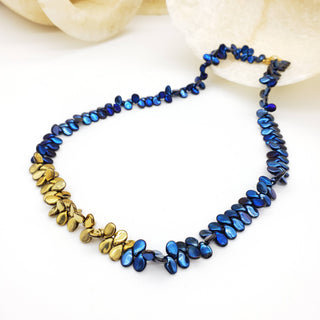 Blue and Gold Glass Mermaid Scale Necklace