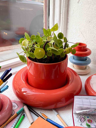 Chunky Flower Pot, Red