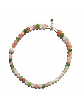 Summer — Beaded Gemstone & Pearl Choker Necklace