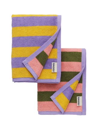 Hand Towel Set of Two, Sunset Quilt Stripe